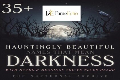 Collage of names that mean darkness with moon and shadow theme