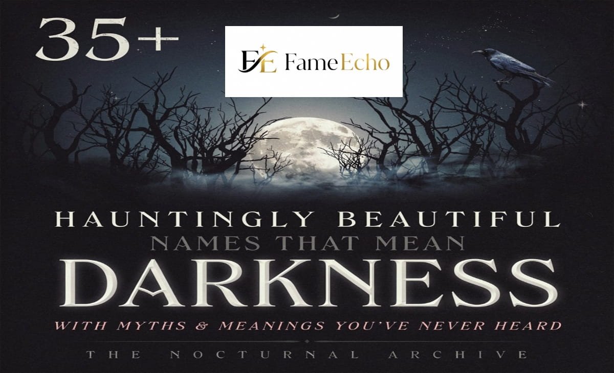 Collage of names that mean darkness with moon and shadow theme