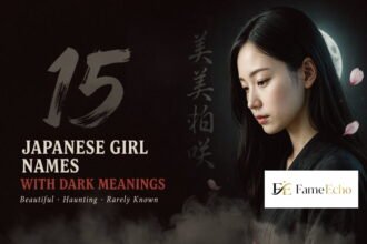 Japanese girl names with dark meanings written in kanji calligraphy on black rice paper