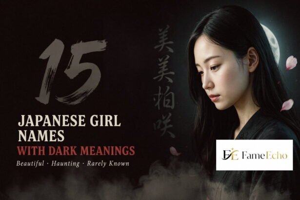 Japanese girl names with dark meanings written in kanji calligraphy on black rice paper