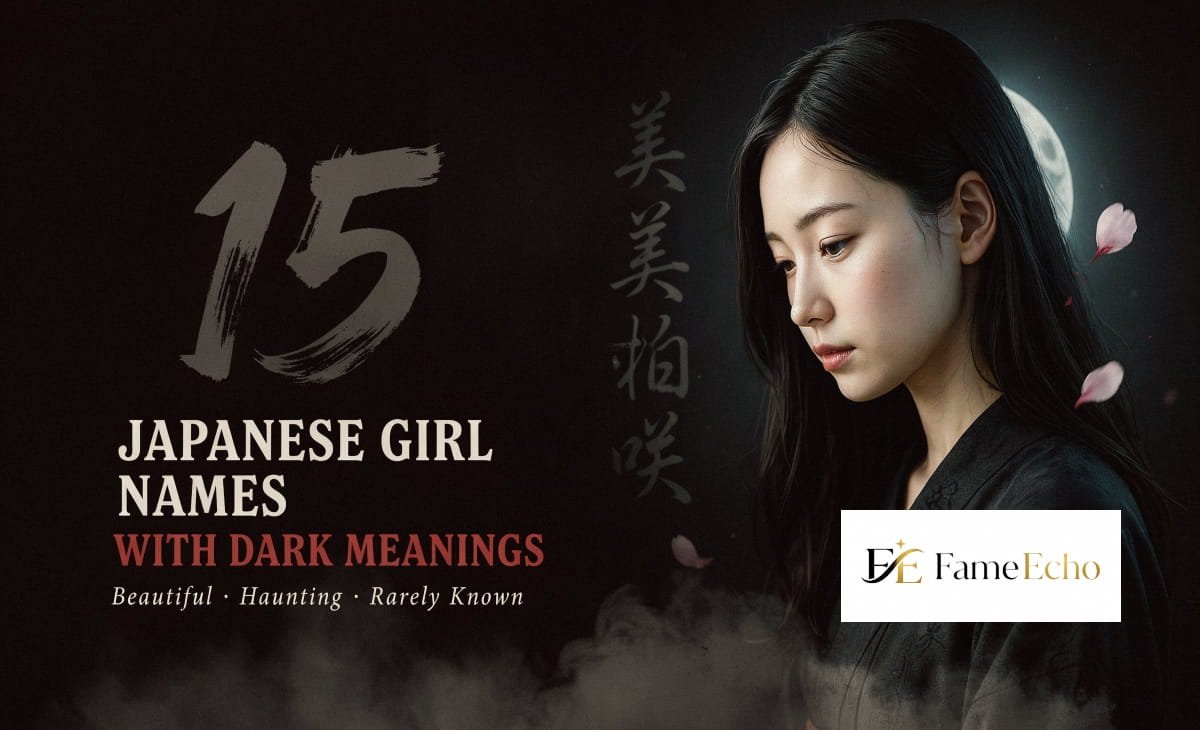 Japanese girl names with dark meanings written in kanji calligraphy on black rice paper