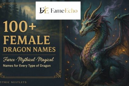 A majestic female dragon with glowing eyes and dark wings soaring above a stormy medieval landscape — female dragon names
