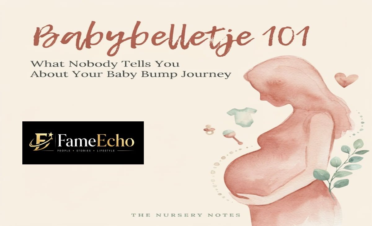 Pregnant woman gently holding her babybelletje (baby bump) with both hands